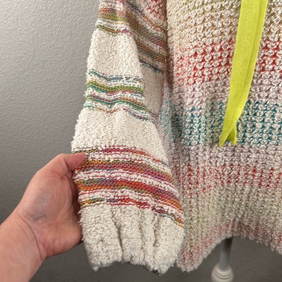 Free People Sit Next To Me Boho Knit Multi-Colored Oversized Hoodie Size Small - Picture 3 of 7